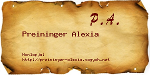Preininger Alexia névjegykártya